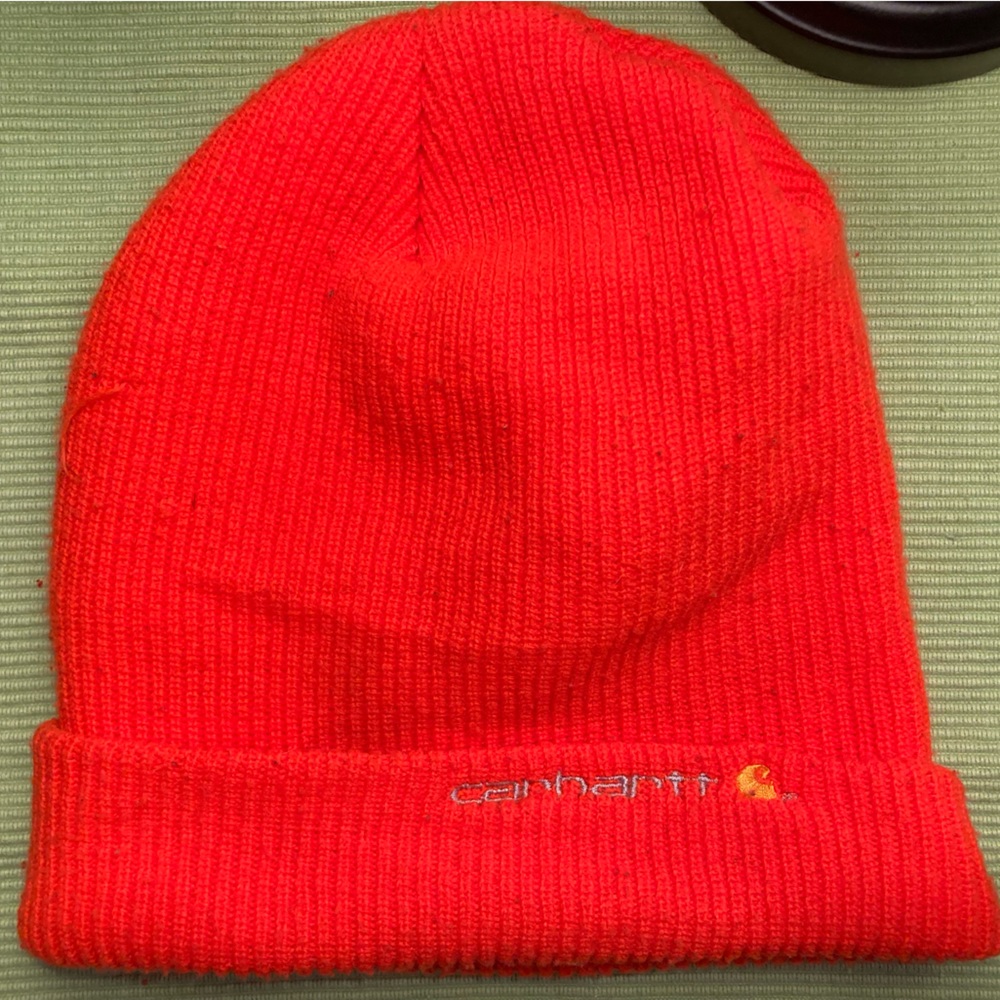 vintage neon orange carhartt beanie